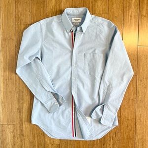 Thom Browne Cotton Button down shirt with striped placket. Made in Italy.